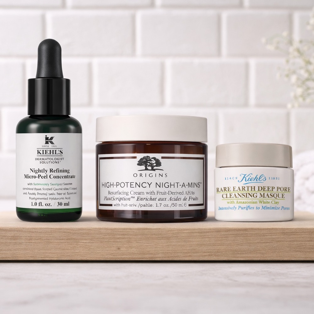 Kiehl's Nightly Peel and Rare Earth Deep Pore Cleansing Masque - brand new